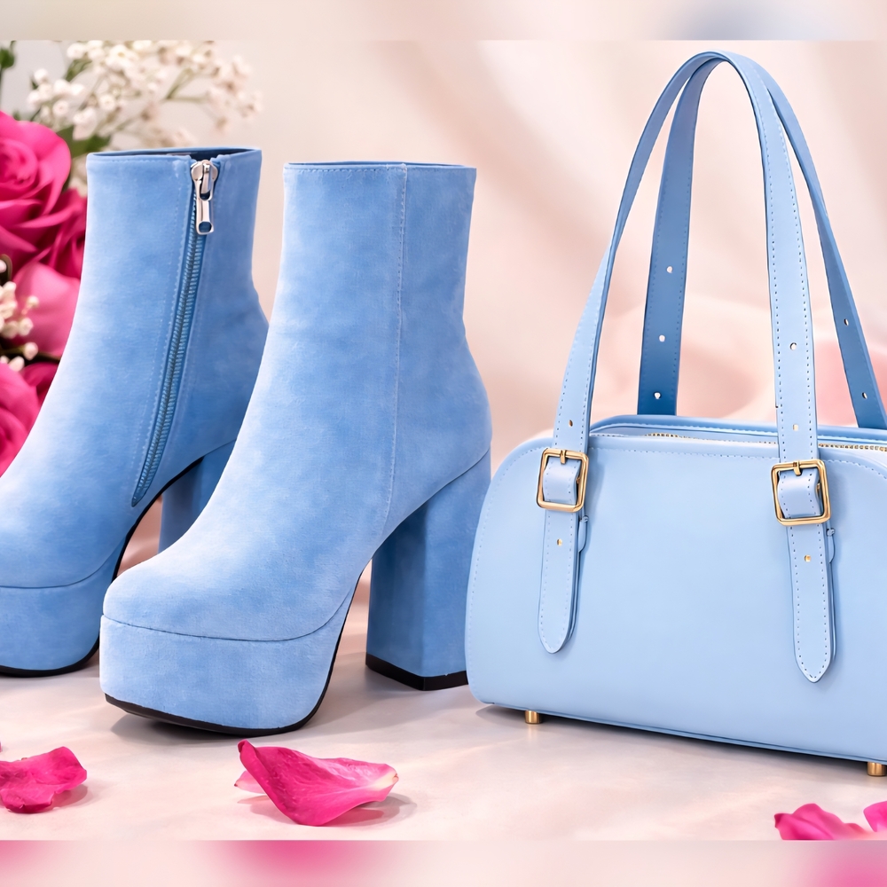 Sky Blue Ankle Boots for Women
